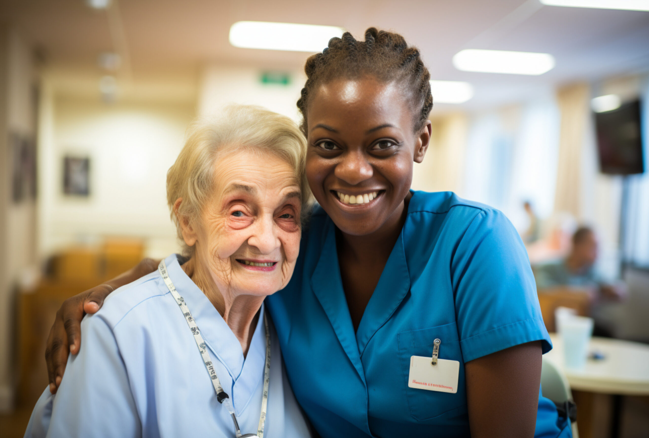Nurse comforting PACE post-acute care patient in hospice facility amidst boom necessitating healthcare succession planning